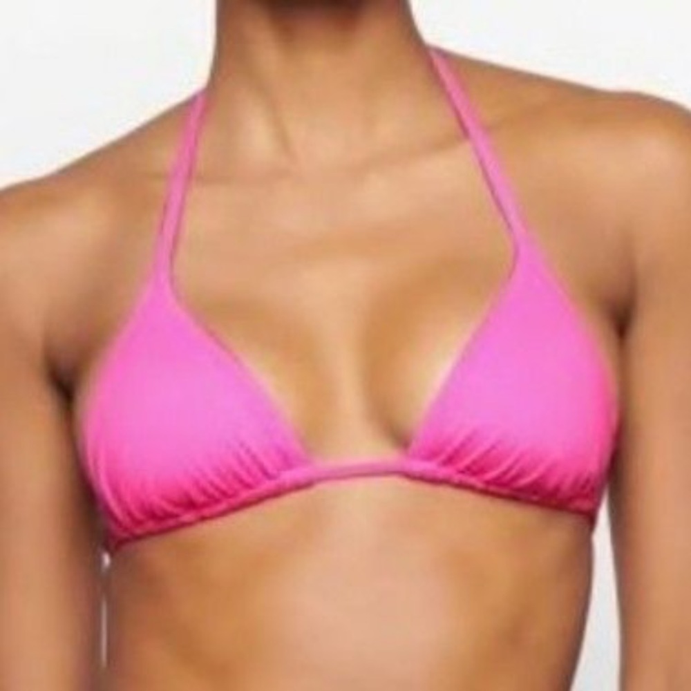 SKIMS NWT 2X triangular bikini top got neon hot pink strappy adjustable back